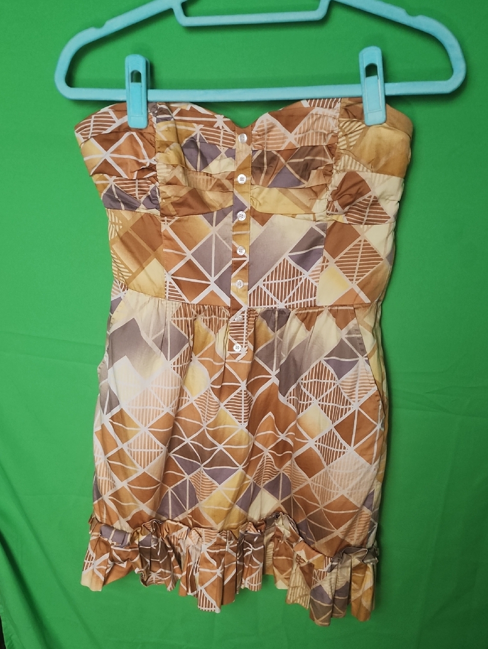 BCBGeneration Strapless Geometric Patchwork Romper Playsuit Boho Size 6